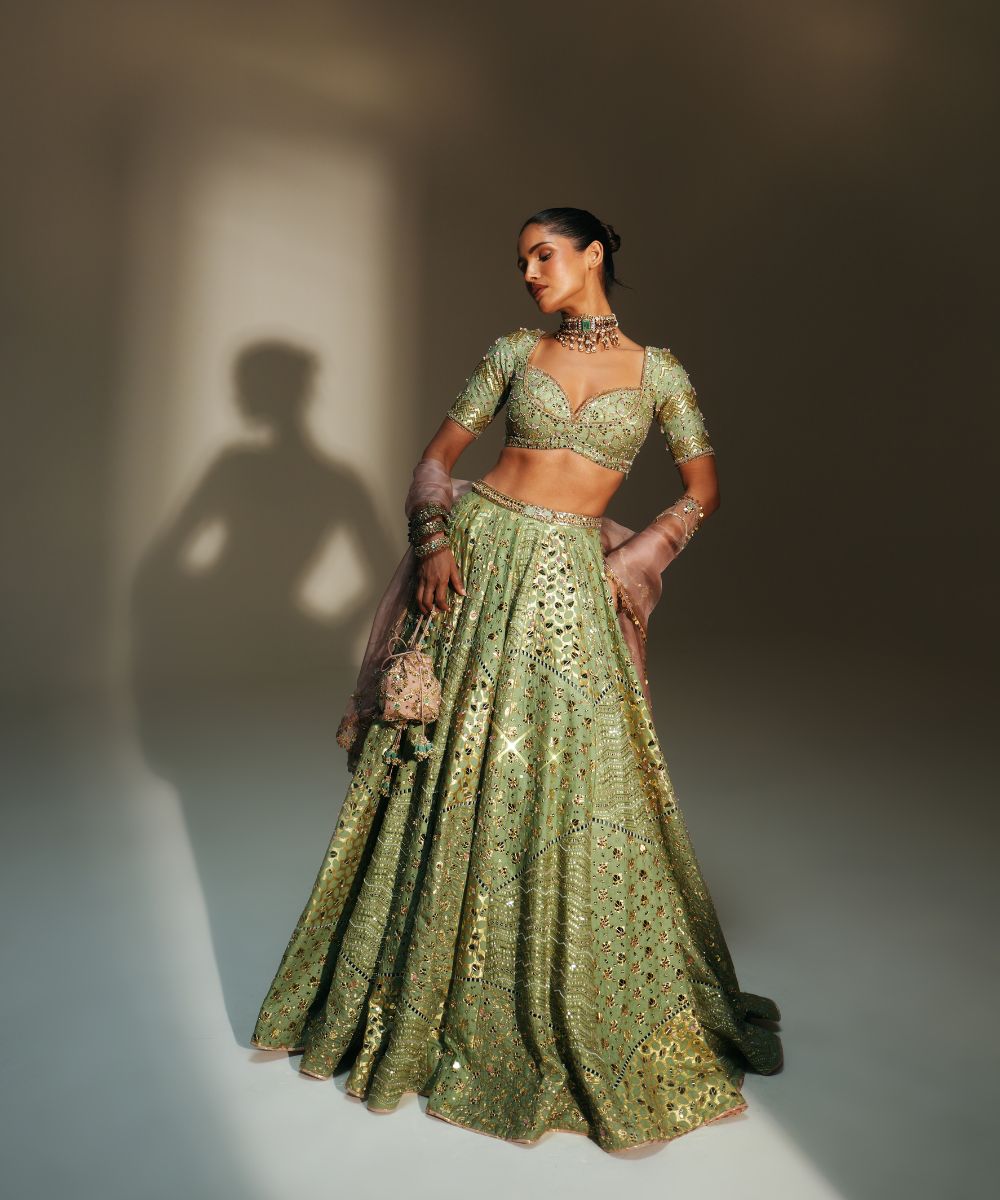 SITA - HEAVY HAND EMBROIDERED KALI LEHENGA FEATURING DRAGON FLY LOGO -  Mehfil by Mahima Mahajan