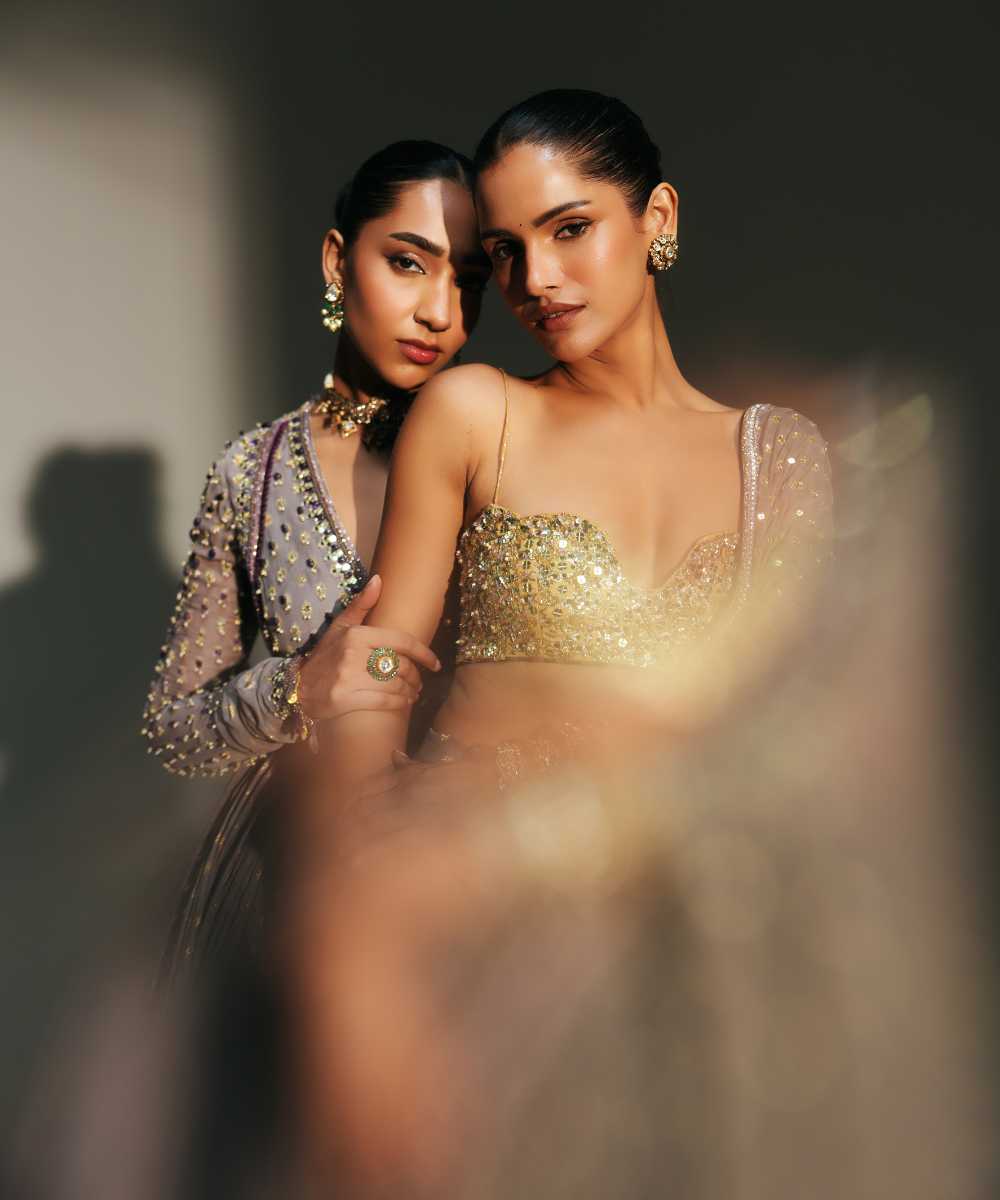 TIA - SAREE SET - PLAITINUM BLOUSE - Mehfil by Mahima Mahajan