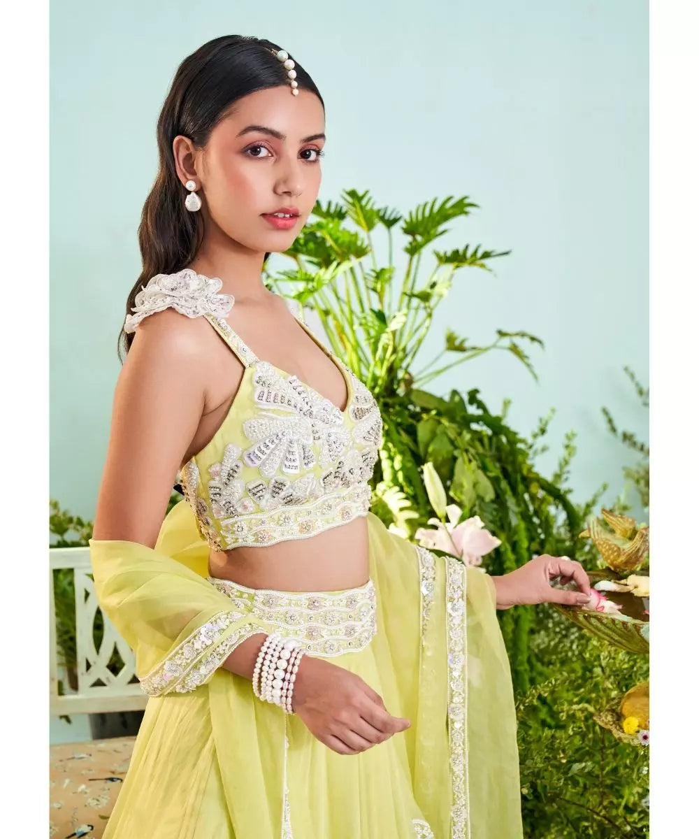 MANI BHATIA  - Sunny Lime Lehenga set with Organza Dupatta
