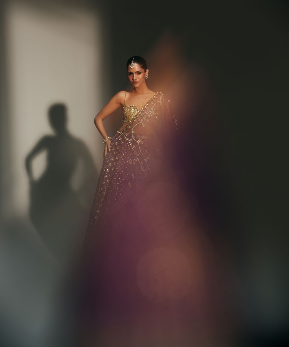 TRISHA - HEAVY HAND EMBROIDERED GRAPEVINE LEHENGA - Mehfil by Mahima Mahajan