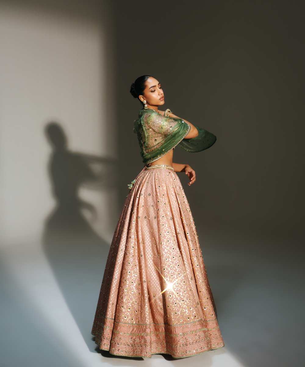 FARAH - HAND EMBROIDERED BLUSH PINK LEHENGA - Mehfil by Mahima Mahajan