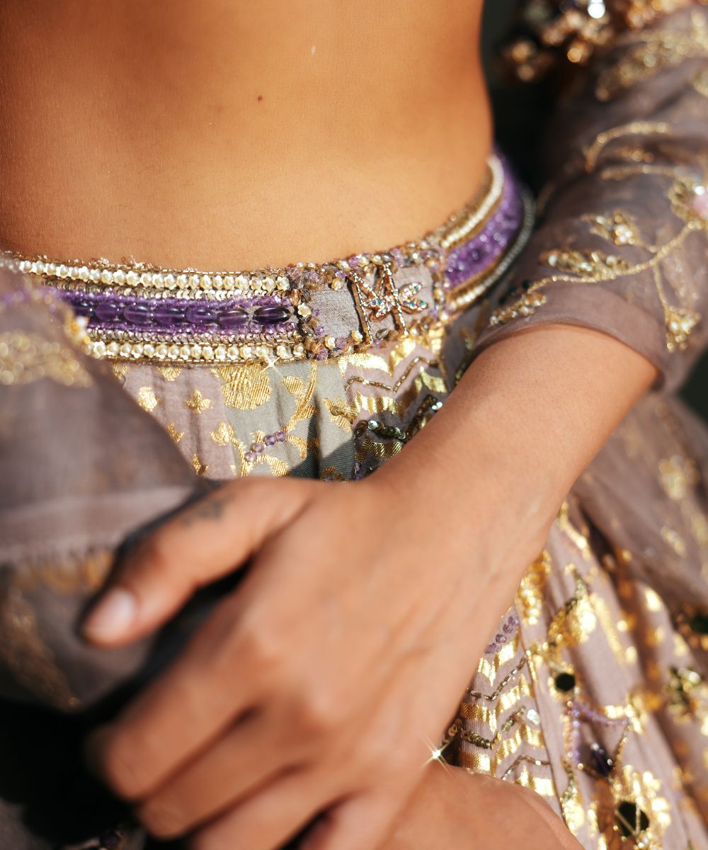 NOORAH - HAND EMBROIDERED LEHENGA MATCHING EMBROIDERE D BLOUSE AND DUPATTA - Mehfil by Mahima Mahajan