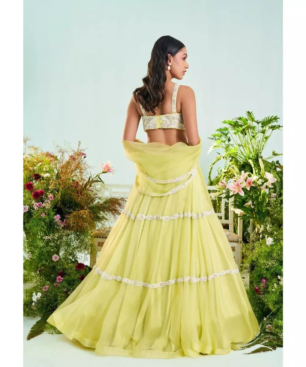 MANI BHATIA  - Sunny Lime Lehenga set with Organza Dupatta