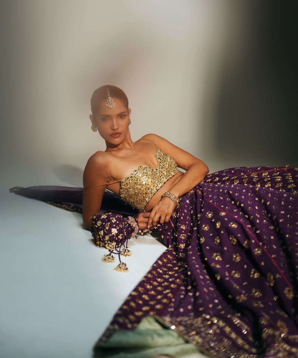 TRISHA - HEAVY HAND EMBROIDERED GRAPEVINE LEHENGA - Mehfil by Mahima Mahajan