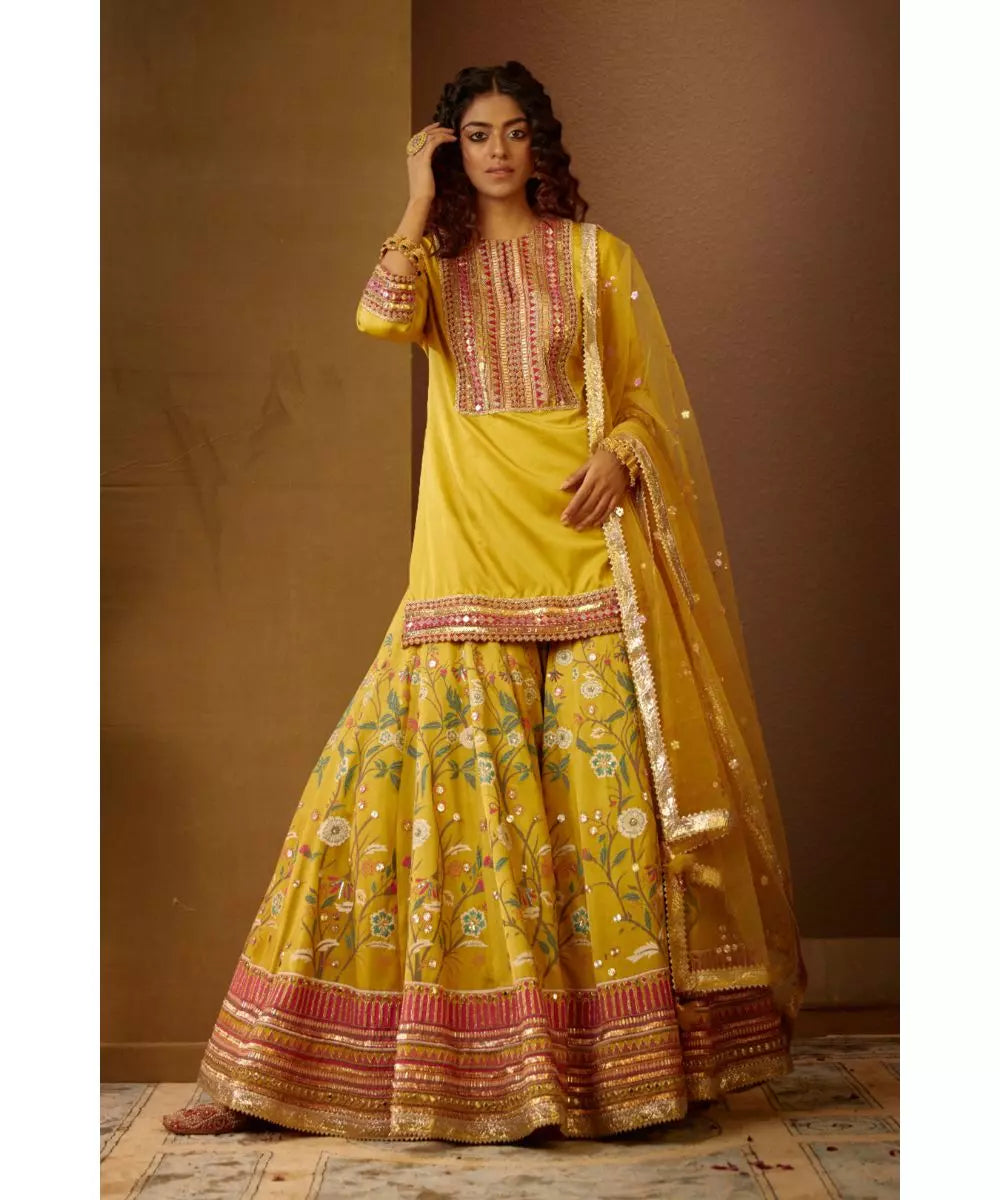 MOLEDRO - Khwaish Sharara Set Yellow Kurta with Sharara Set