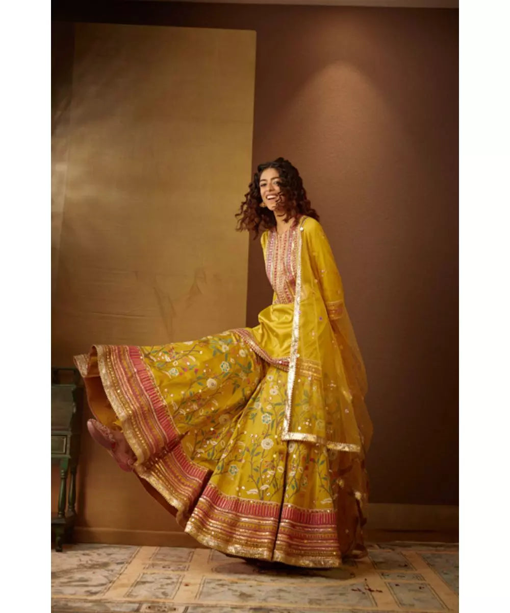MOLEDRO - Khwaish Sharara Set Yellow Kurta with Sharara Set