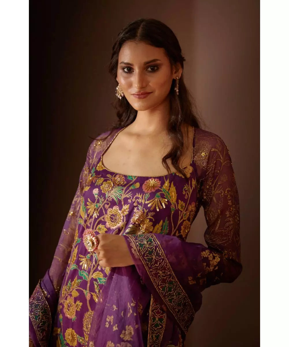 MOLEDRO - Reet Sharara Set Somya Purple Sharara