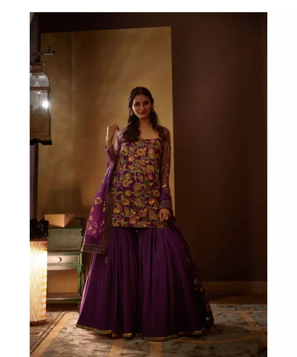 MOLEDRO - Reet Sharara Set Somya Purple Sharara