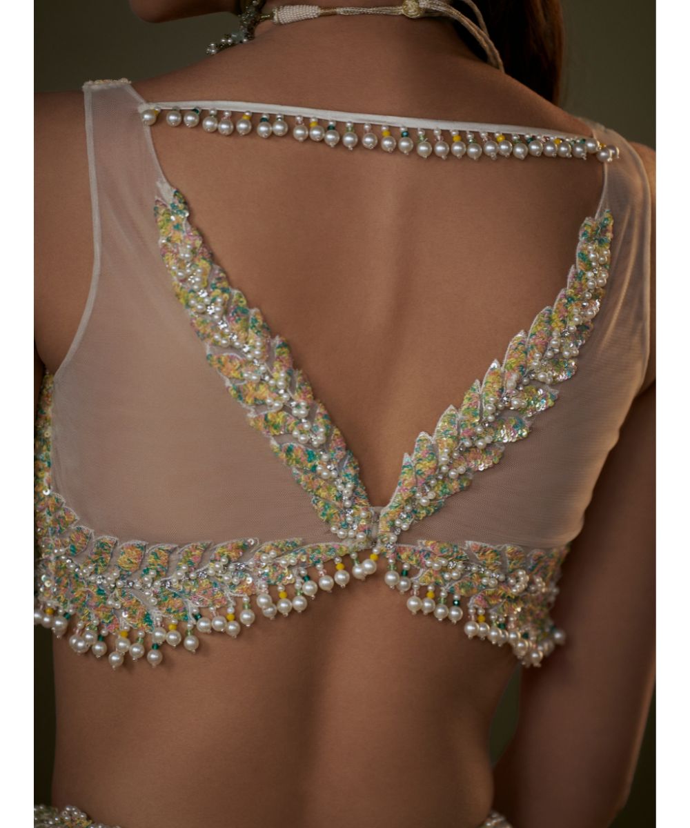 NITIKA GUJRAL - Ivory organza Lehenga Choli Set