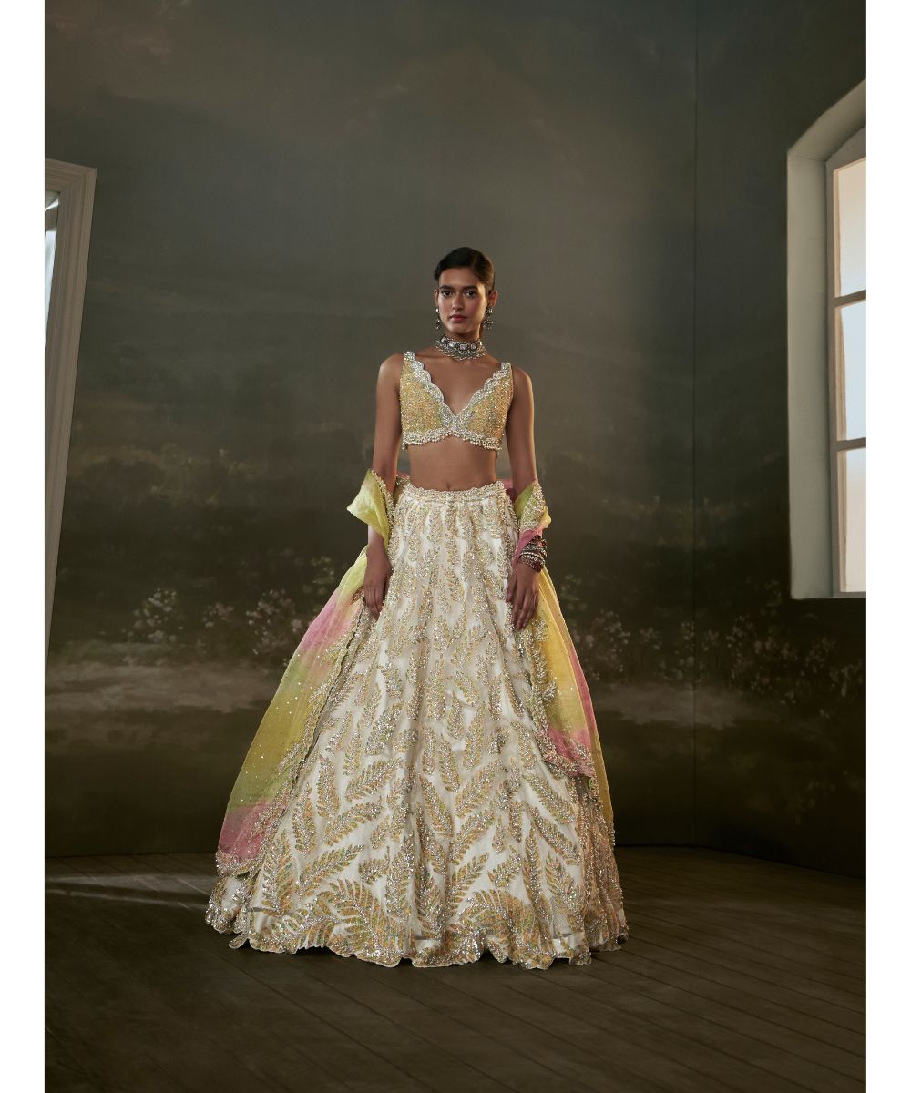 NITIKA GUJRAL - Ivory organza Lehenga Choli Set