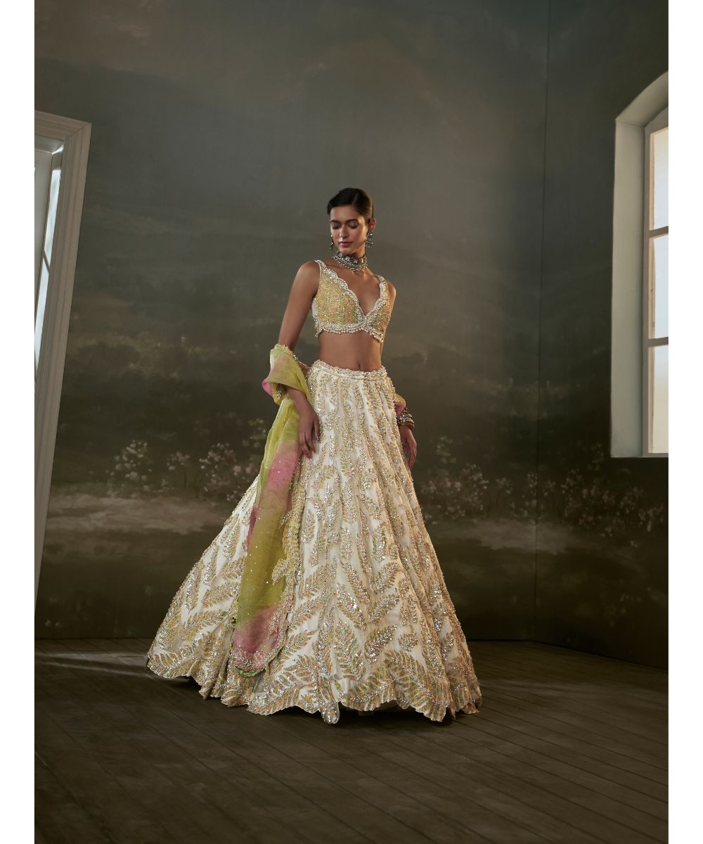 NITIKA GUJRAL - Ivory organza Lehenga Choli Set