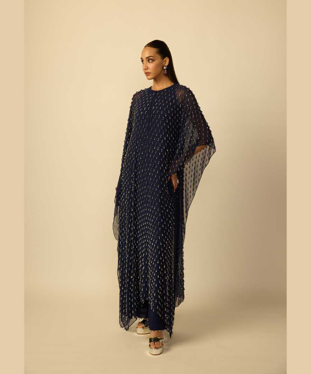 Deep Blue Silver Drop Kaftan