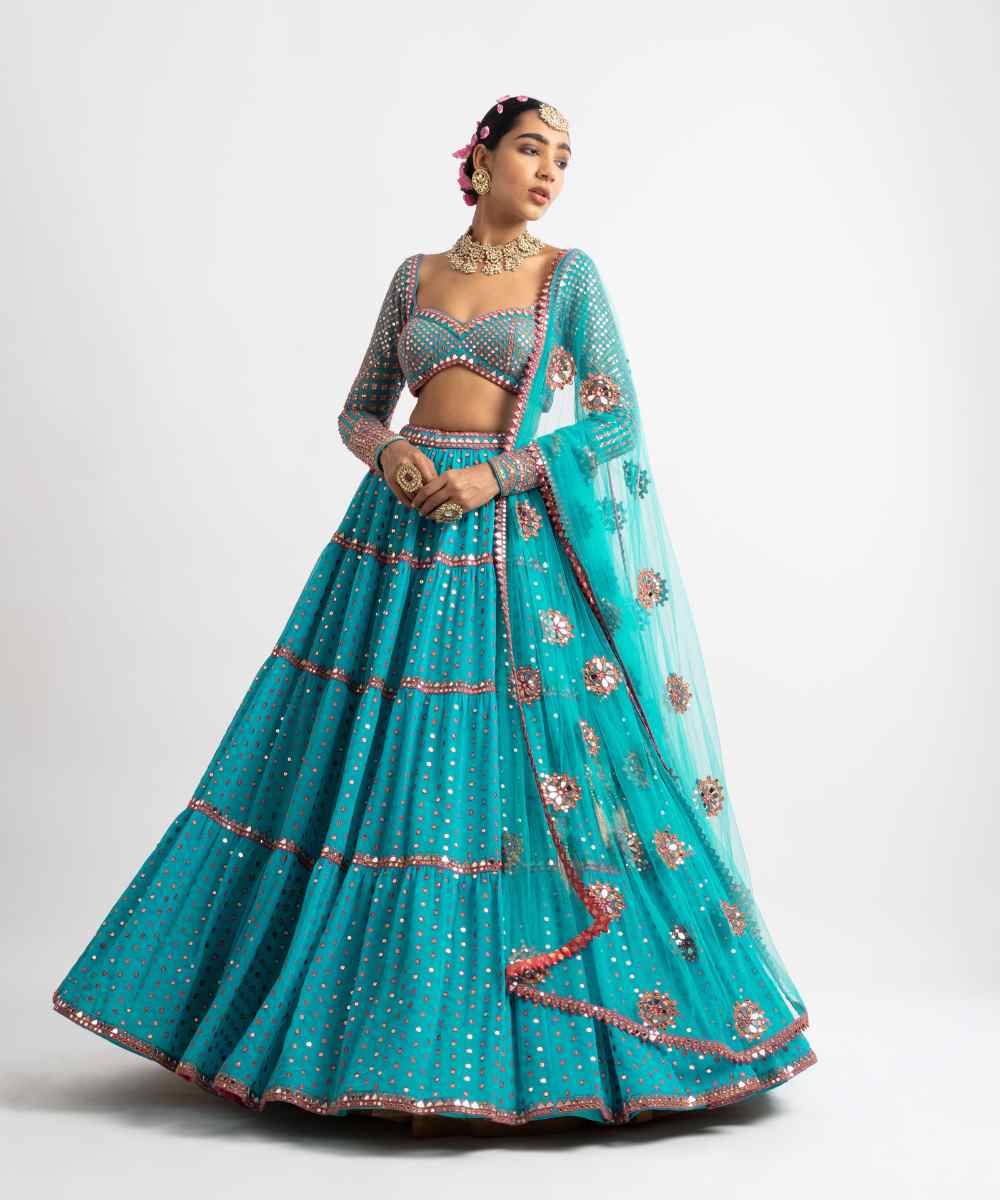Peacock Green Multi Tier Multi Color Lehenga Set - Collection name Rang by Vvani vats
