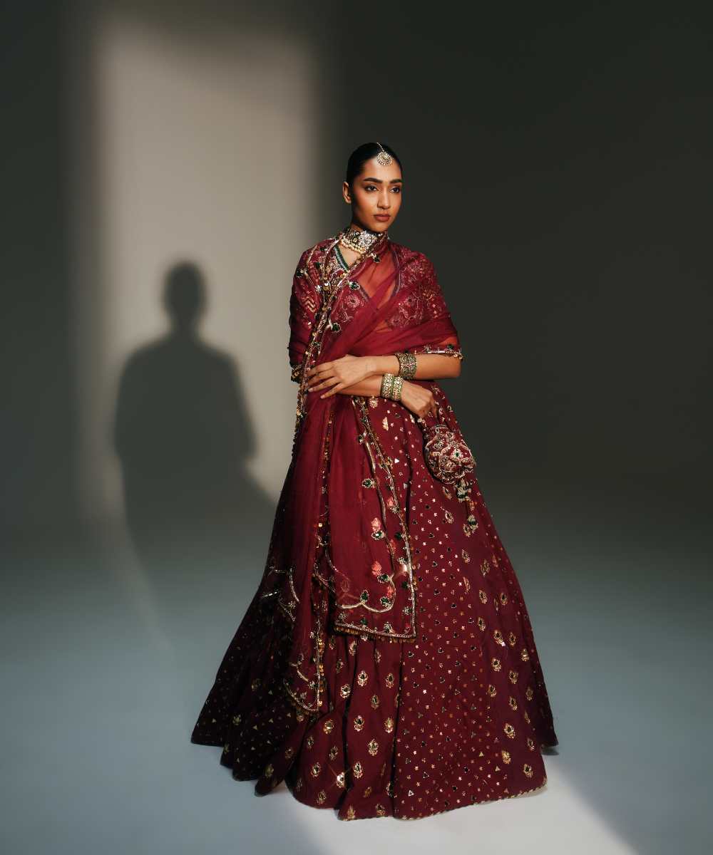DEVI - HAND EMBROIDERED KALI LEHENGA WITH MM SIGNATURE BLOUSE AND DUPATTA - Mehfil by Mahima Mahajan