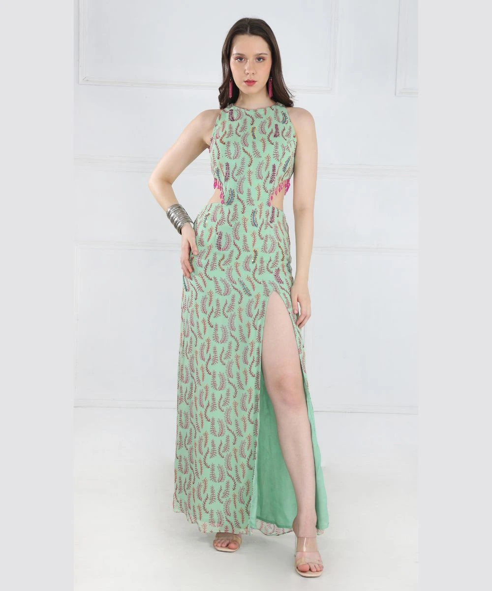 Mint Green Slit Dress