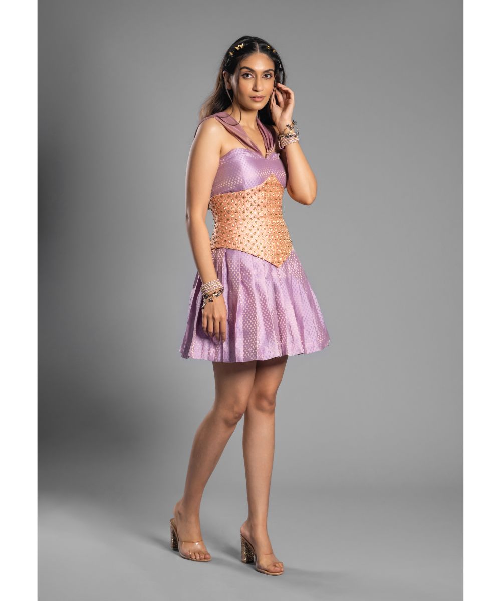 Aastha Sood - Lavender Brocade Short Dress