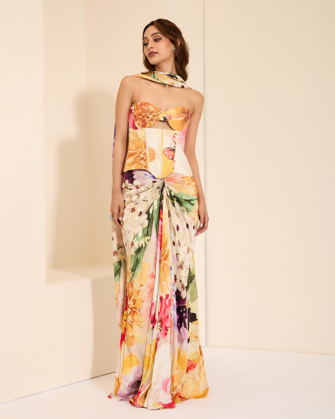 K&A by Karishma and Ashita - Serene Whispers Corset & Drape