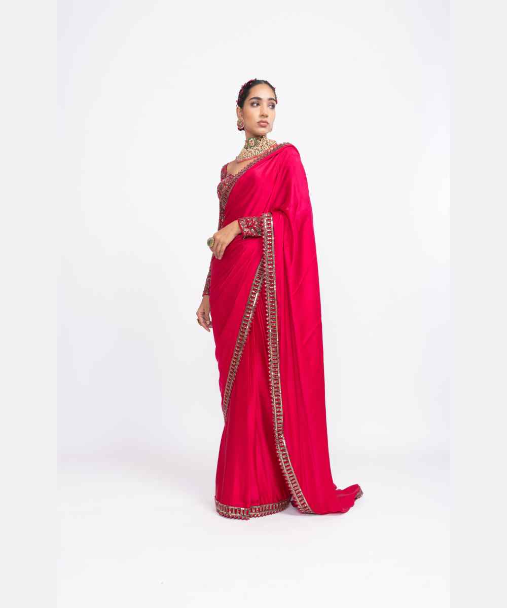 Red sarin saree set