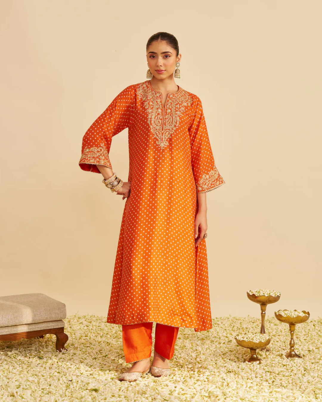 Sheetal Batra - Shezia Orange Long Chauga With Salwar from Gulbandh