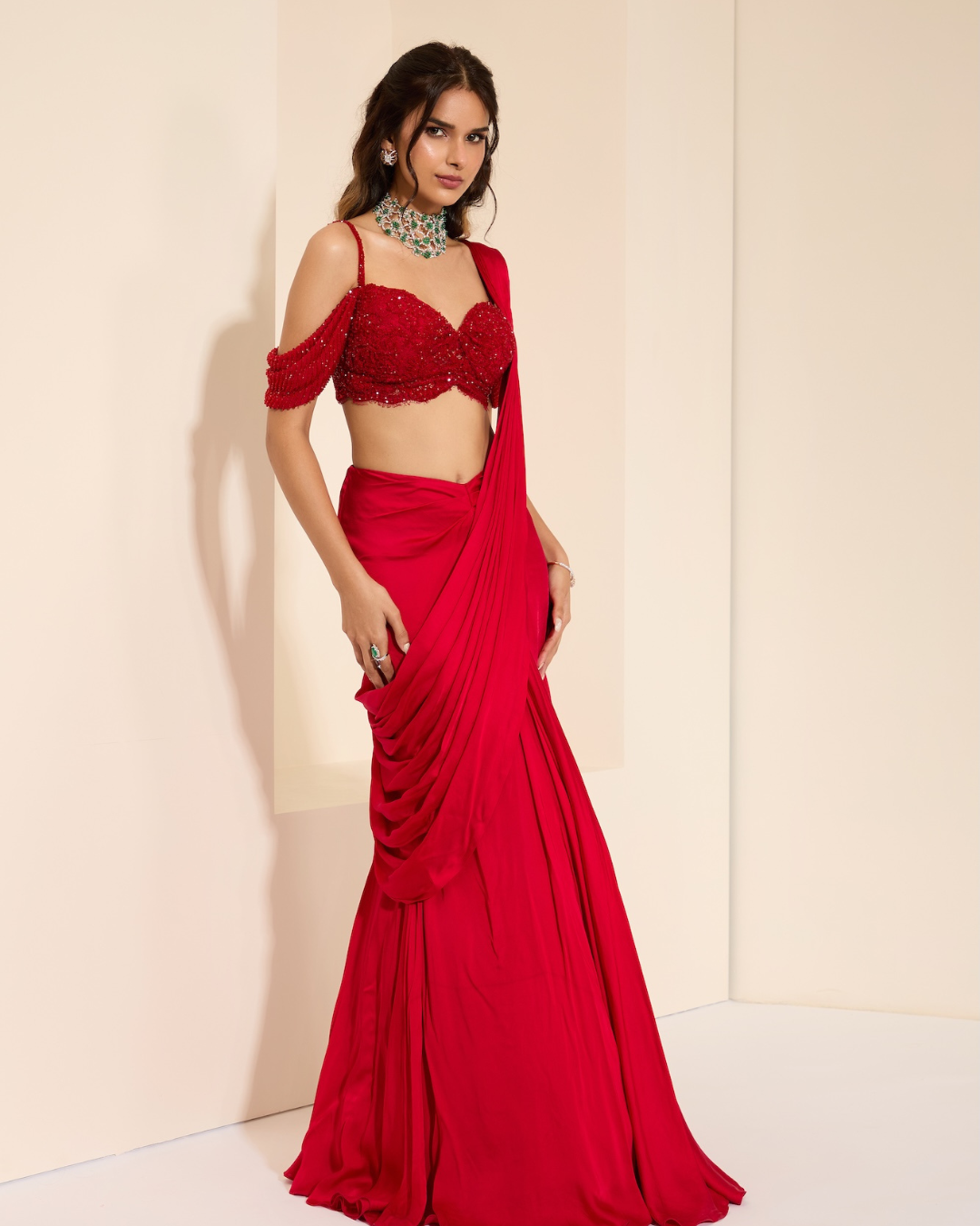K&A by Karishma and Ashita - Scarlett Petal Bustier and Drape