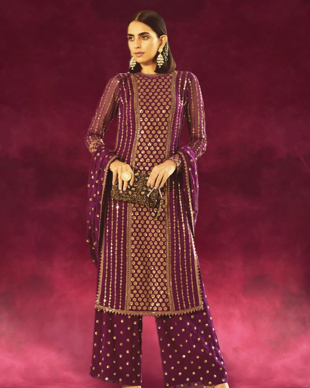 Vvani Vats - Purple Kurta Palazzo Set from Chand