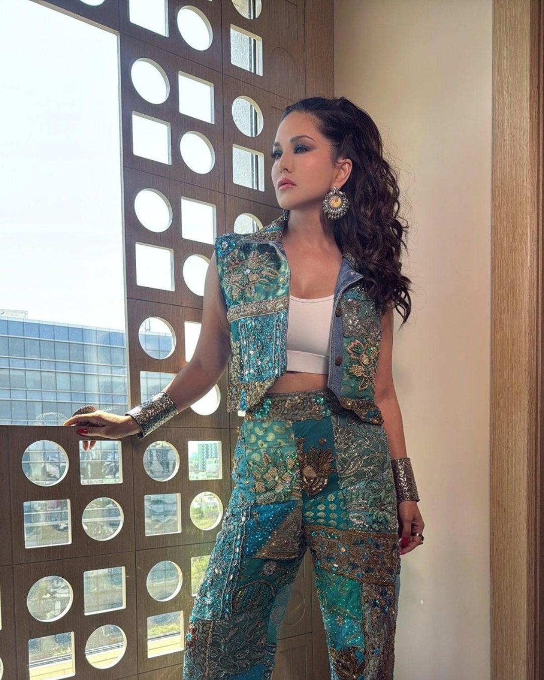 Banjara Trail - Aqua Embellished Pants & Sleeveless Jacket Set