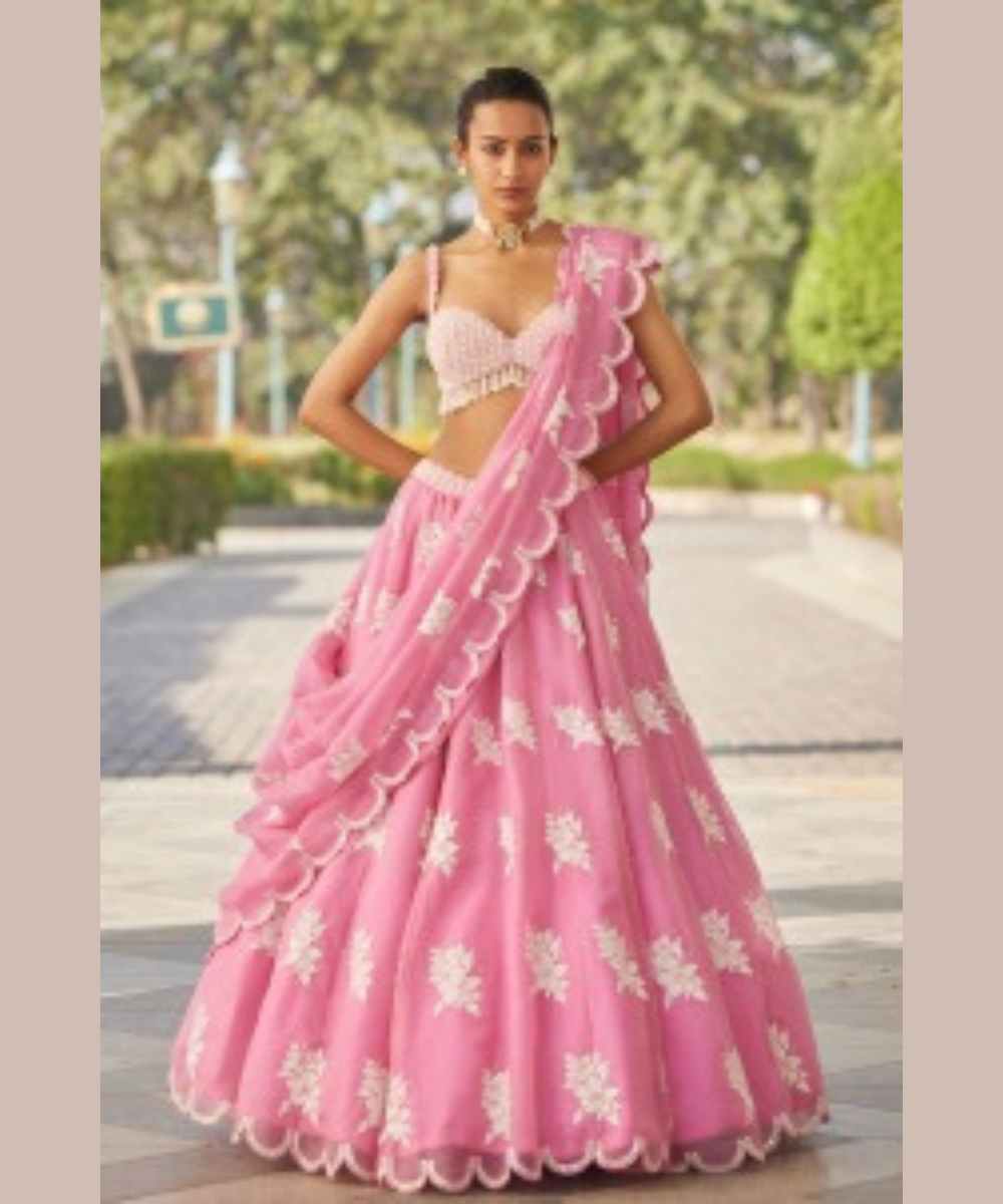 PINK FLOWER LEHENGA SET