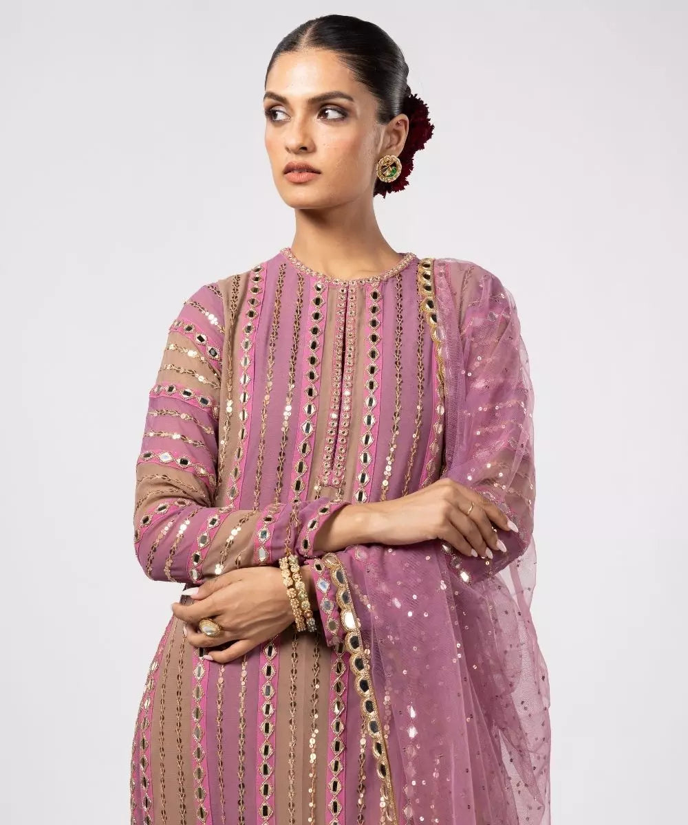 VVANI VATS - Mud mauve Mirror Kurta Set