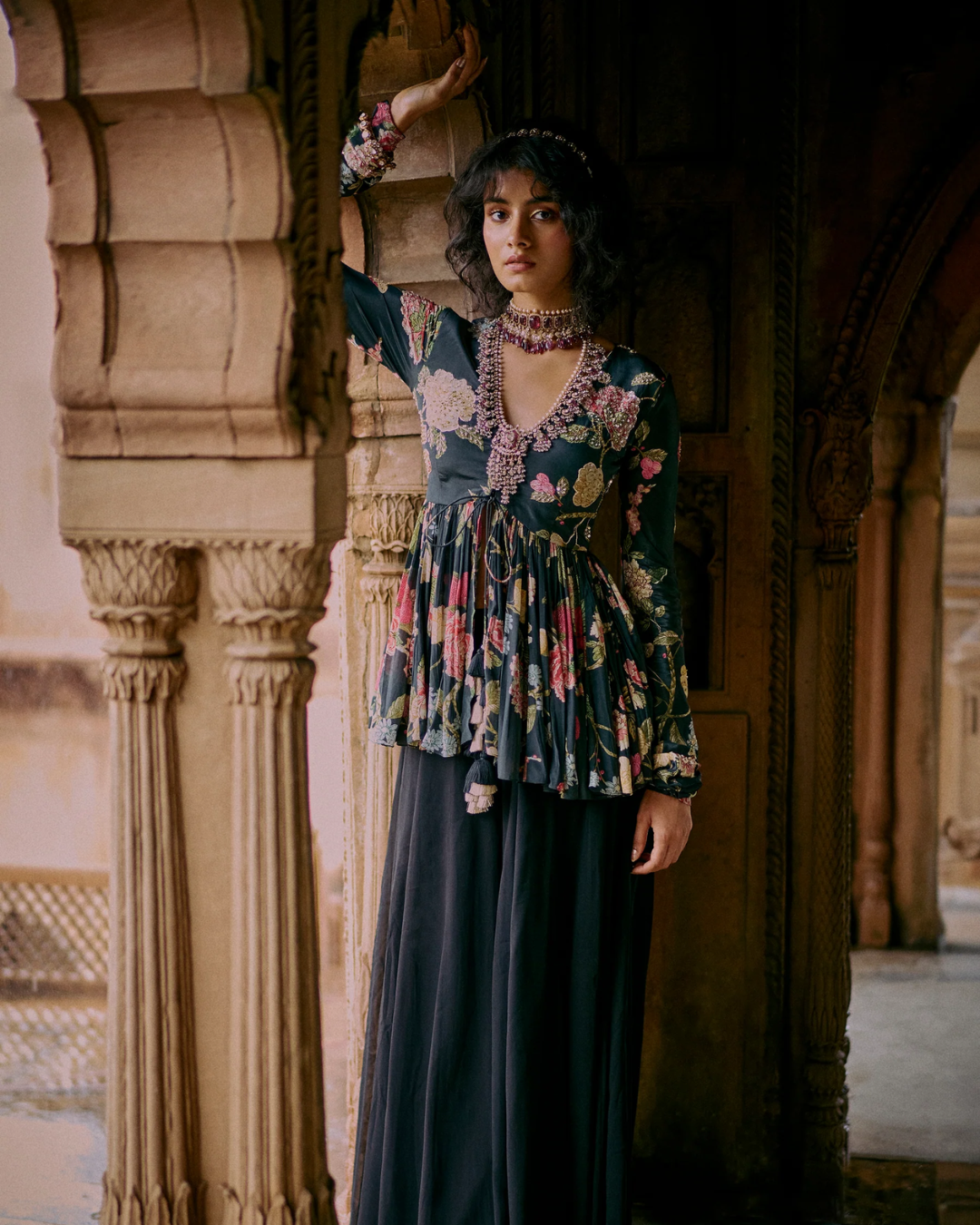 Paulmi and Harsh - Violet Peplum Set from Roop