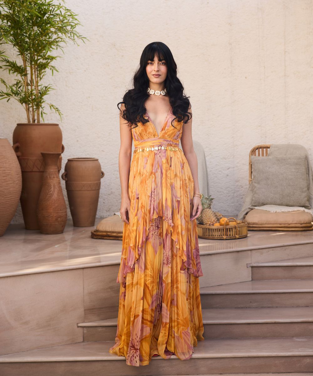 DiyaRajvvir - Bloom collection - SUNLIT LILY PRINTED DRESS