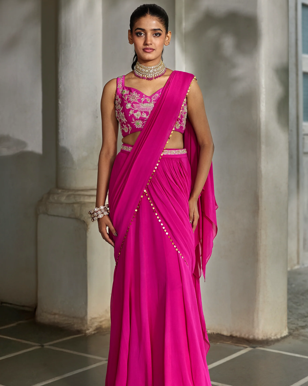 Paulmi and Harsh - Elin Saree Set from Tara