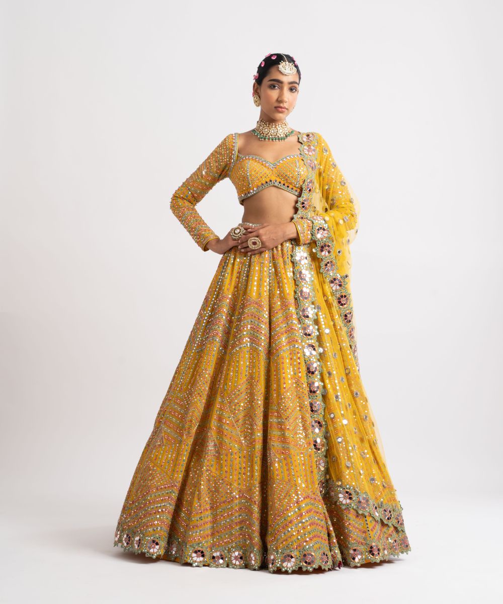 Yellow Heavy Multi Color Lehenga Set - Collection name Rang by Vvani vats