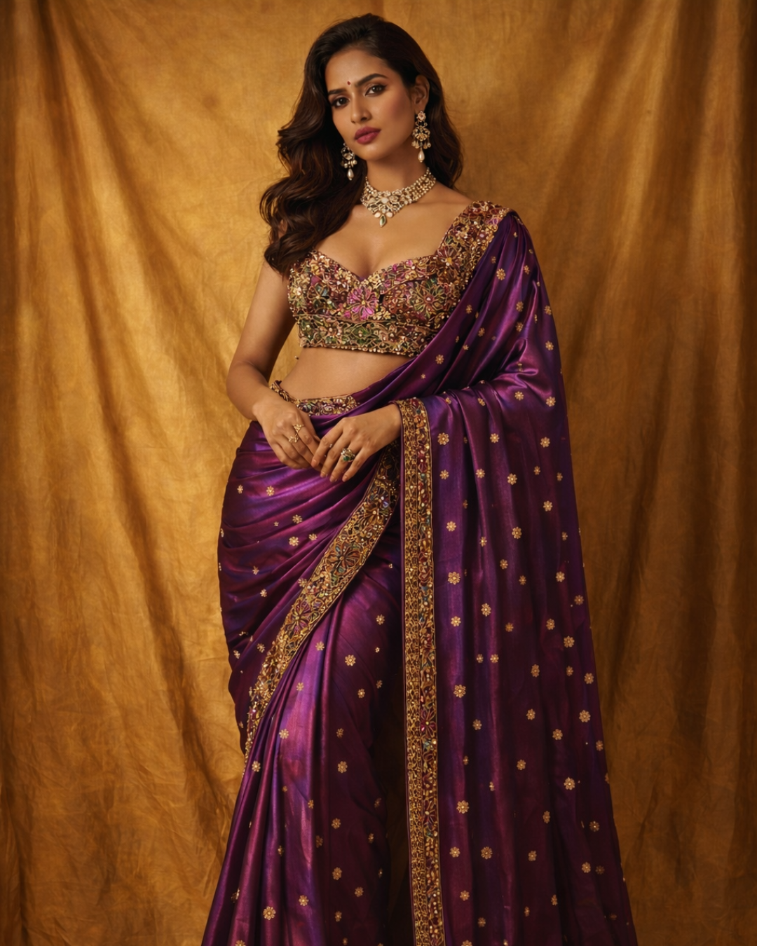 Banjara Trail - Plum Handcrafted Saree