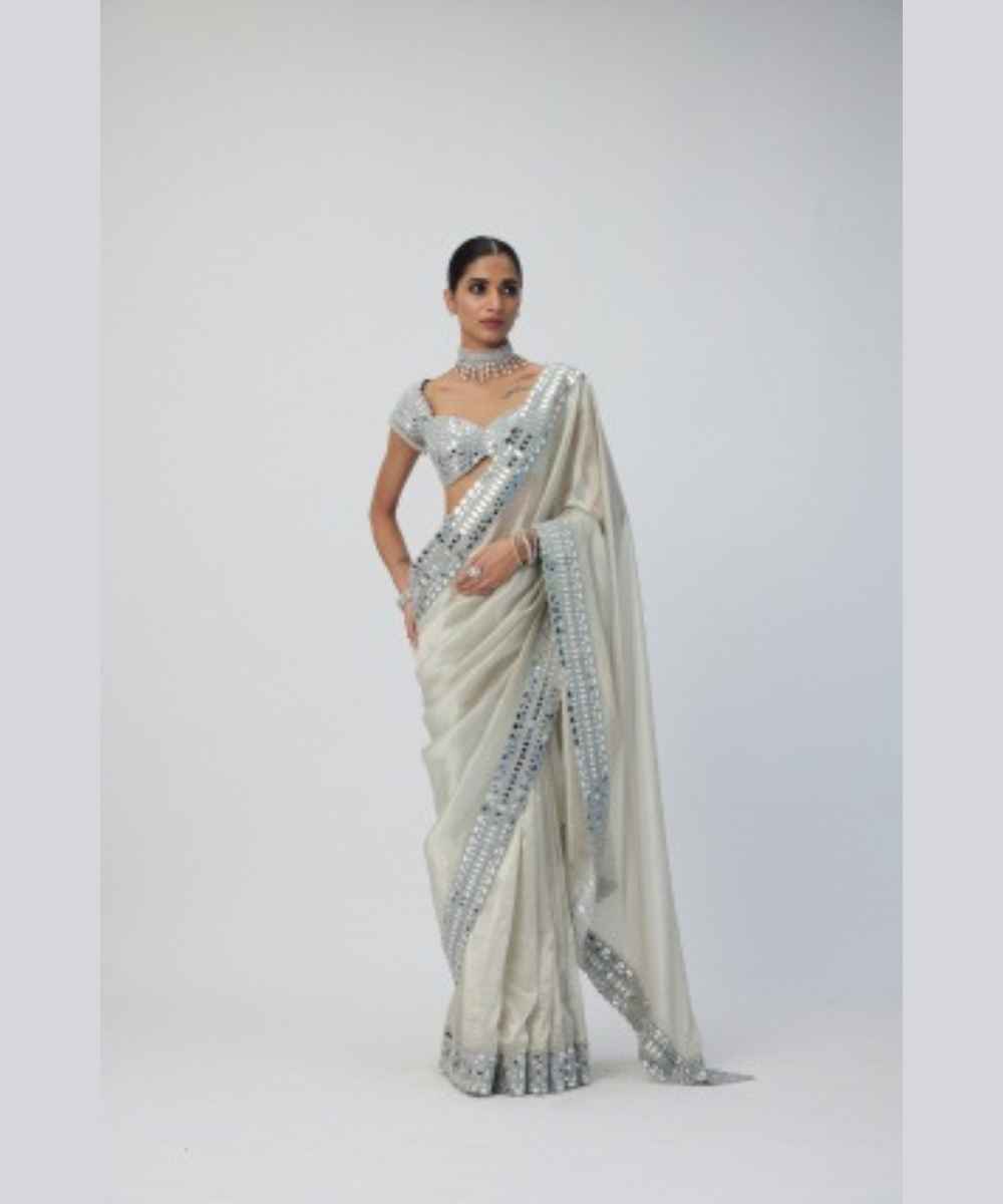 Silver Shimmer Organza saree set