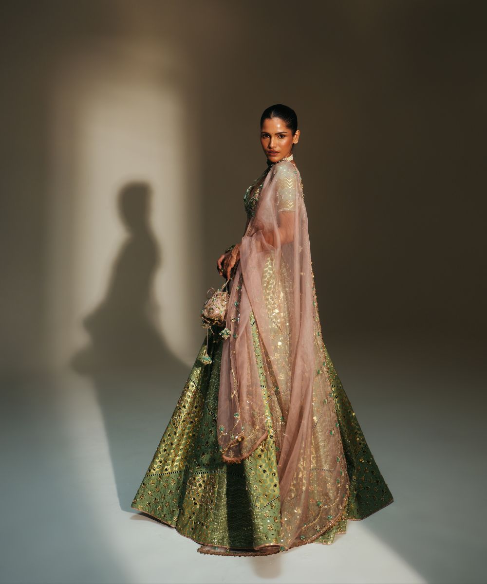 SITA - HEAVY HAND EMBROIDERED KALI LEHENGA FEATURING DRAGON FLY LOGO -  Mehfil by Mahima Mahajan