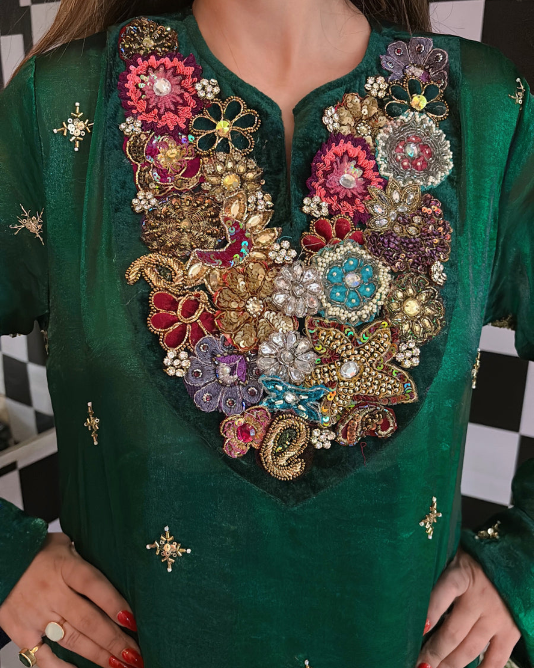 Banjara Trail - Gulzaar Emerald Embellished Kurta Set