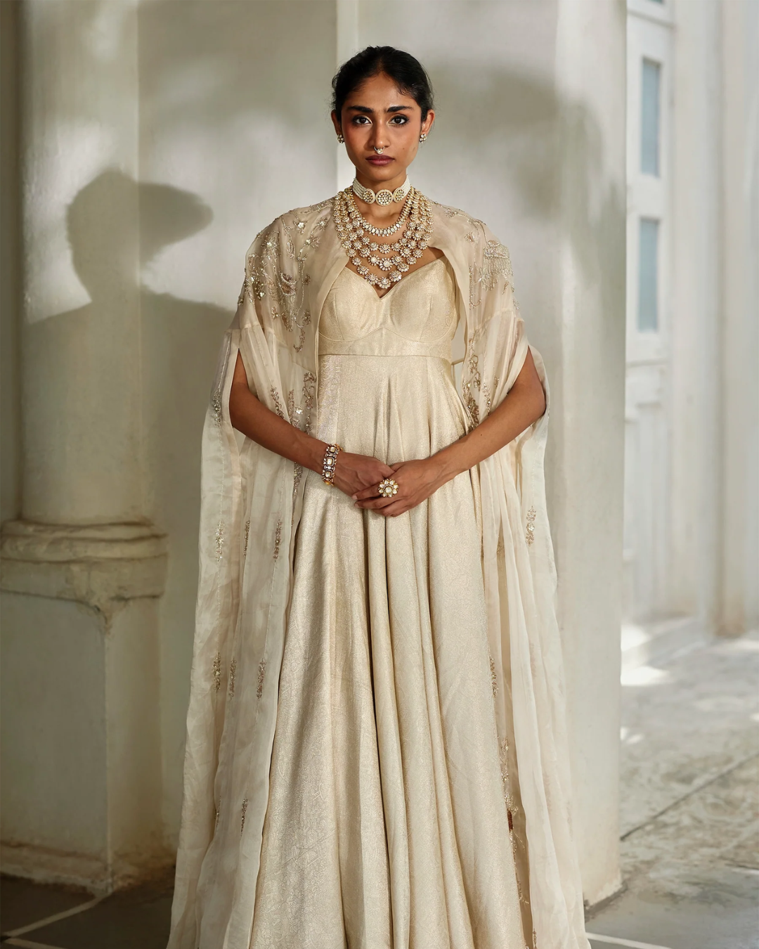 Paulmi and Harsh - Lumi Cape Anarkali Set from Tara