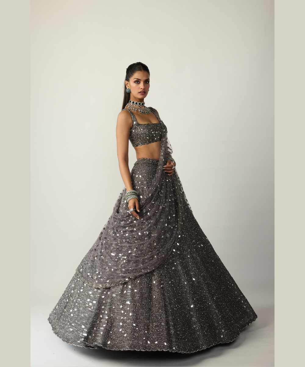 Metallic Grey Lehenga Set