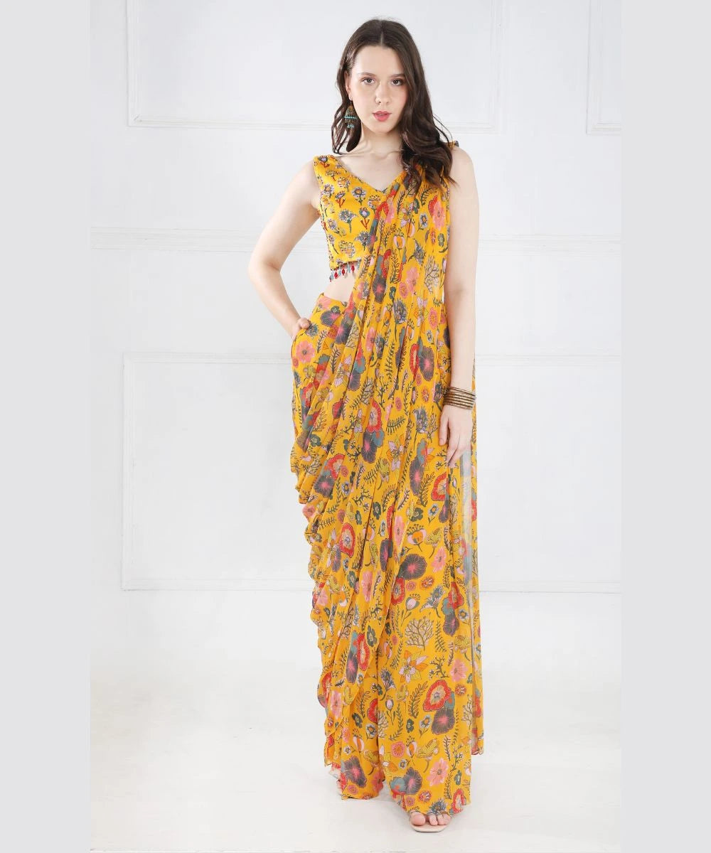 YELLOW SAREE SET