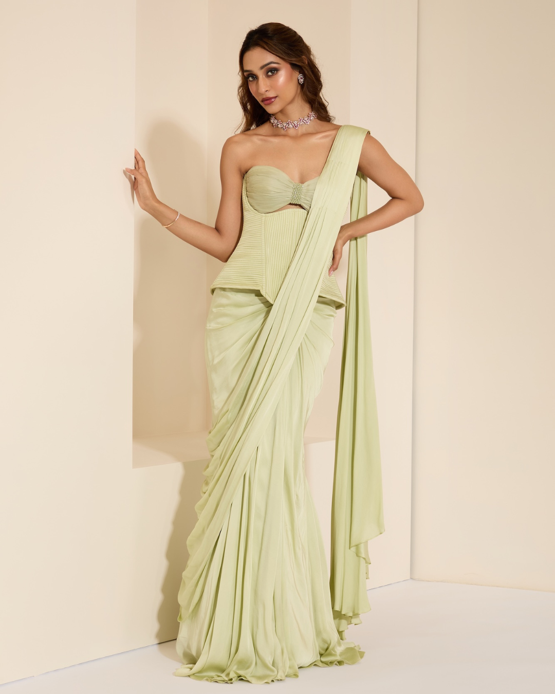 K&A by Karishma and Ashita - Mint Muse Corset and Drape