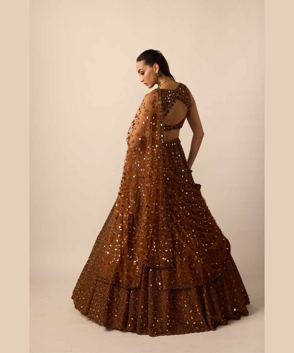 Metallic Copper Lehenga Set