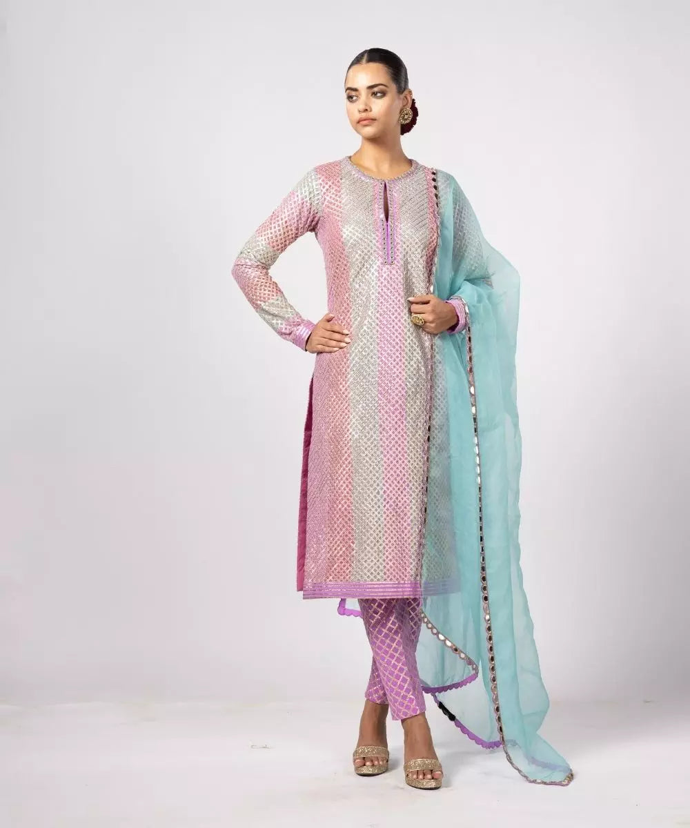 VVANI VATS - Aqua Pant Kurta and Dupatta  Set