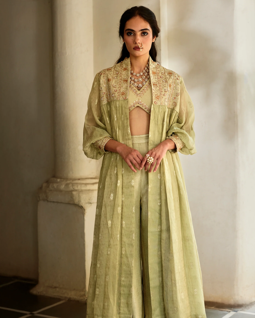 Paulmi and Harsh - Solene Palazzo Jacket Set from Tara