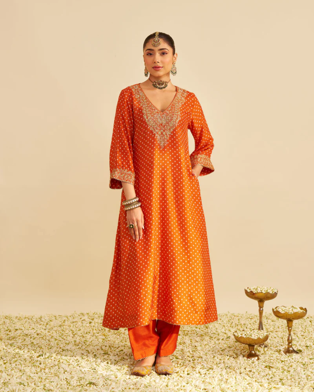 Sheetal Batra Zaliyah Orange Long Chauga With Salwar from Gulbandh
