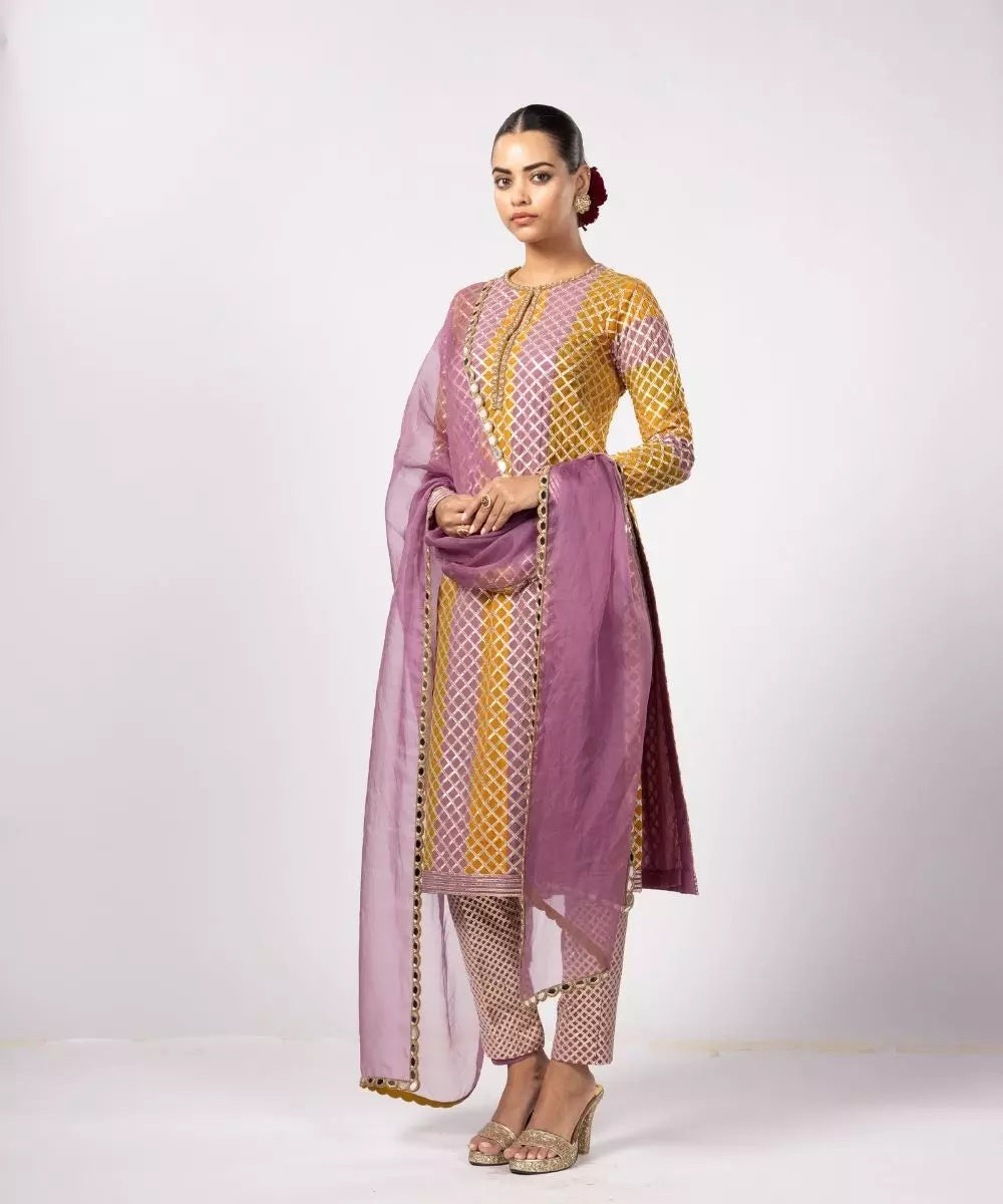 VVANI VATS - Mustard multicolor Kurta Dupatta Set