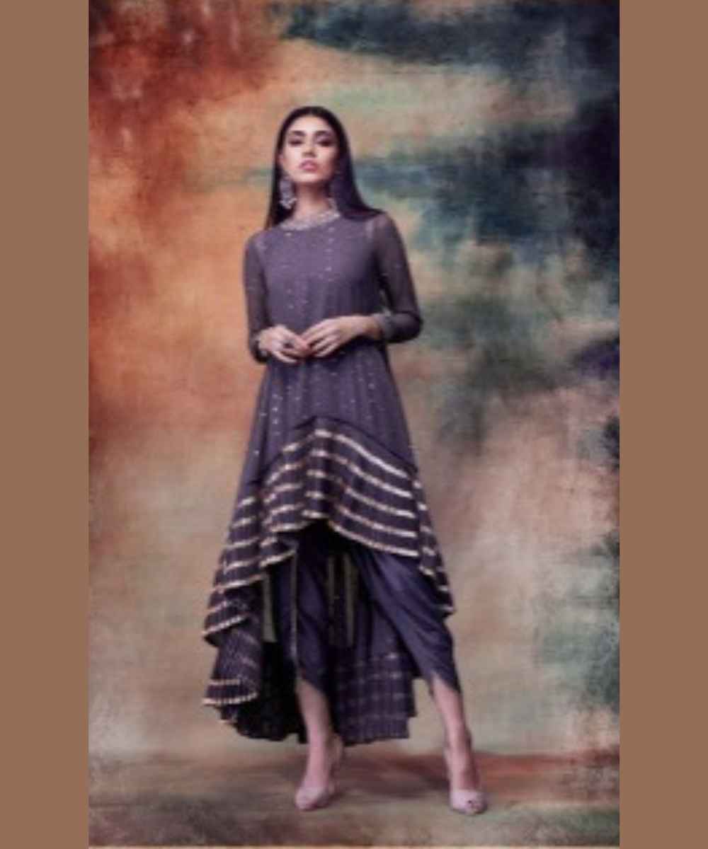 Charcoal grey kurta and dhoti set