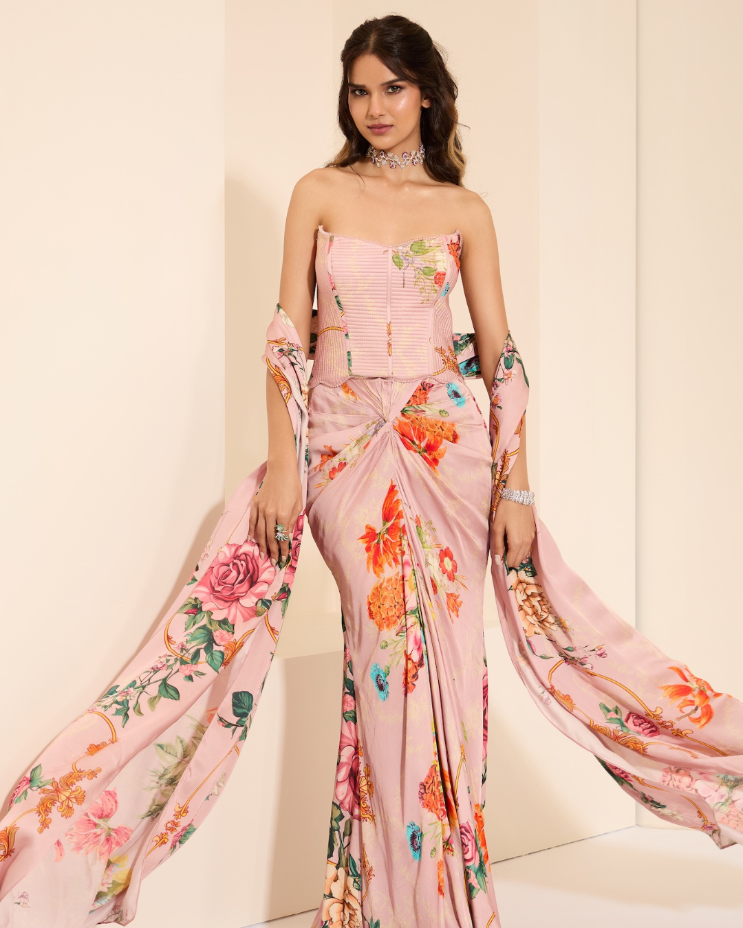 K&A by Karishma and Ashita - Lavender Mist Corset and Drape