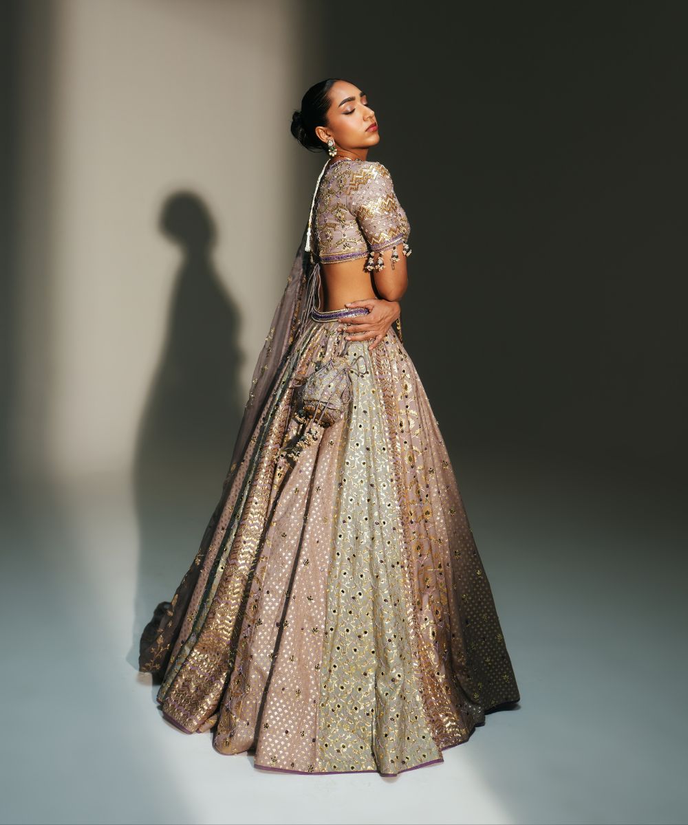 PLATINUM HAND EMBROIDERED POTLI BAG - Mehfil by Mahima Mahajan