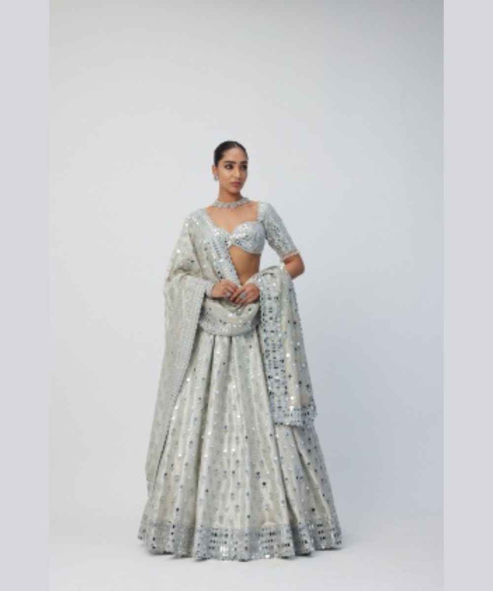 Silver Shimmer Organza  Lehenga Set
