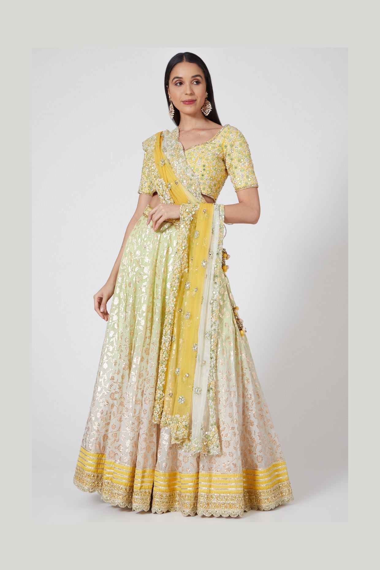 CHANDERI OMBRE LEHENGA SET - Tranquile collection by Priyanka Jain